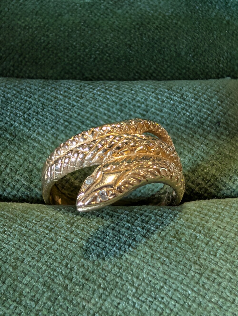 Vintage 14k Gold Coiled Snake Ring - Size 5.5